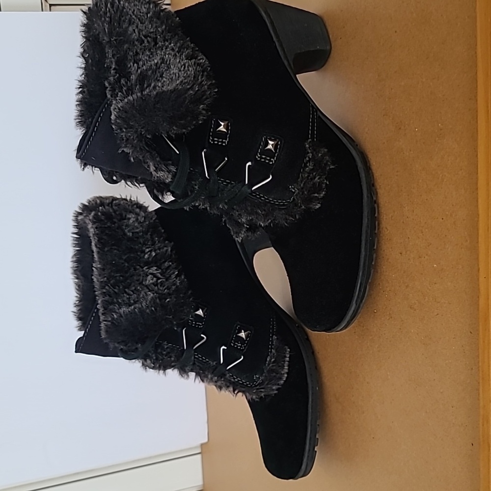 Bass black suede boots, size 8.5